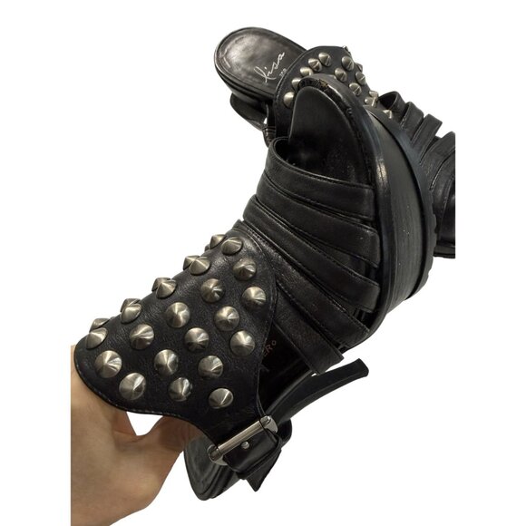 Lisa for Donald J Pliner Black Leather Studded Platform Heels – Size 6 - Picture 7 of 12